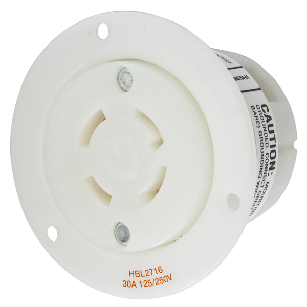 Hubbell L14-30R Twist-Lock® Flanged Outlet Rated for 30A/125-250V