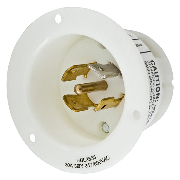 Hubbell L23-20P Twist-Lock® Flanged Inlet Rated for 20A/3ØY 347/600V