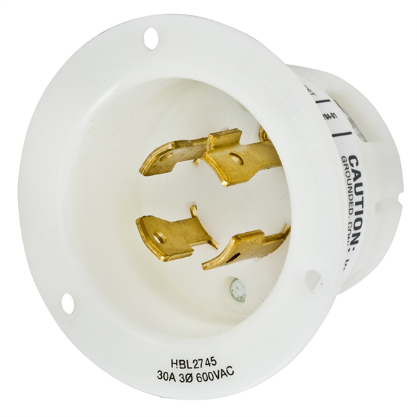 Hubbell L17-30P Twist-Lock® Flanged Inlet Rated for 30A/3Ø 600V