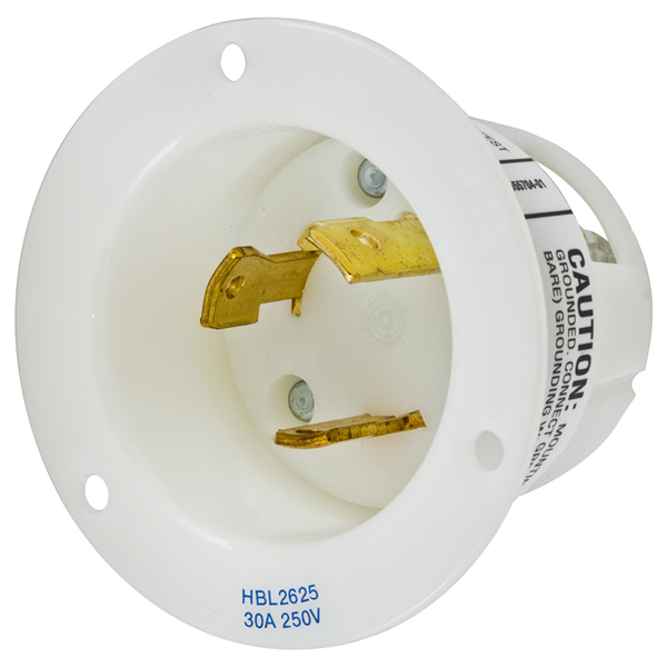 Hubbell L6-30P Twist-Lock® Flanged Inlet Rated for 30A/250V