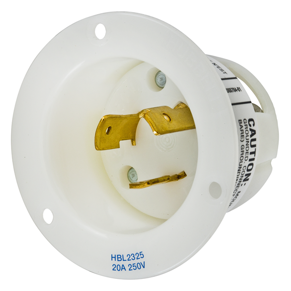 Hubbell L6-20P Twist-Lock® Flanged Inlet Rated for 20A/250V