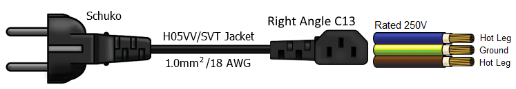 CEE7 to c13 power cords