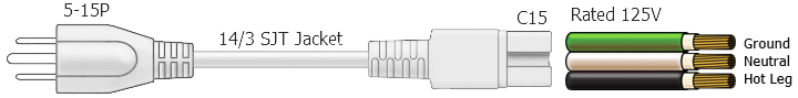 5-15p to c15 power cables