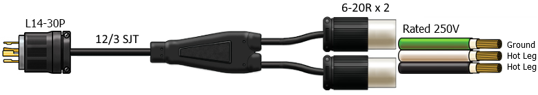 l14-30p to 6-20r power cord splitter